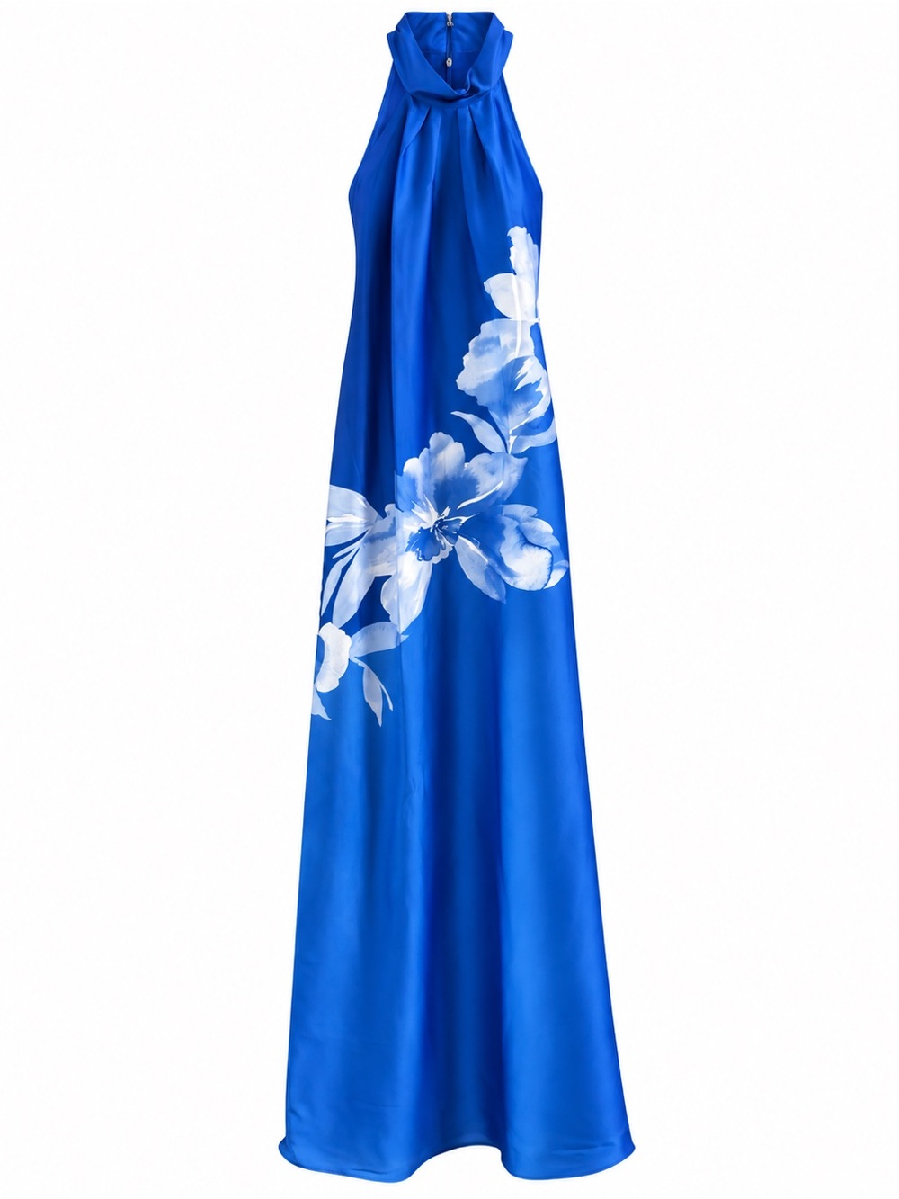 Karl Lagerfeld Royal Blue Floral Halter Maxi Dress